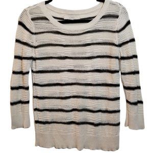 Ann Taylor LOFT Striped Open Knit Top size Medium